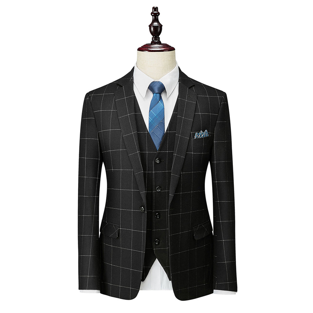 Tailored Fit Single Breasted One-button 3 Pieces Plaid Men's Wedding Suits