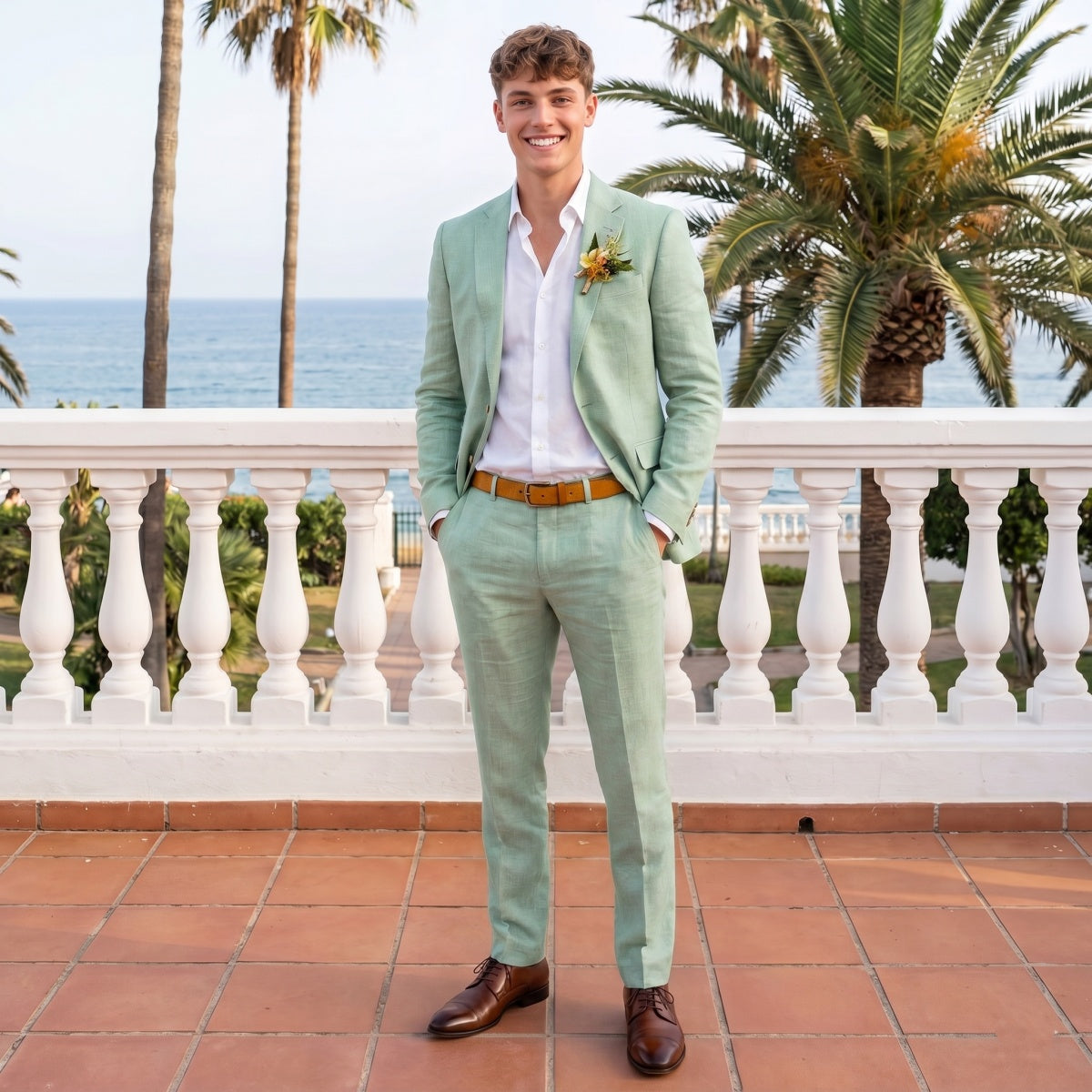 Tailored Fit Single Breasted One-button 2 Pieces Solid Colored Men's Wedding Suits