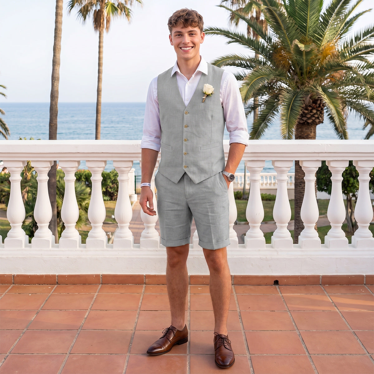 Tailored Fit Single Breasted Five-buttons 2 Pieces Solid Colored Men's Wedding Suits