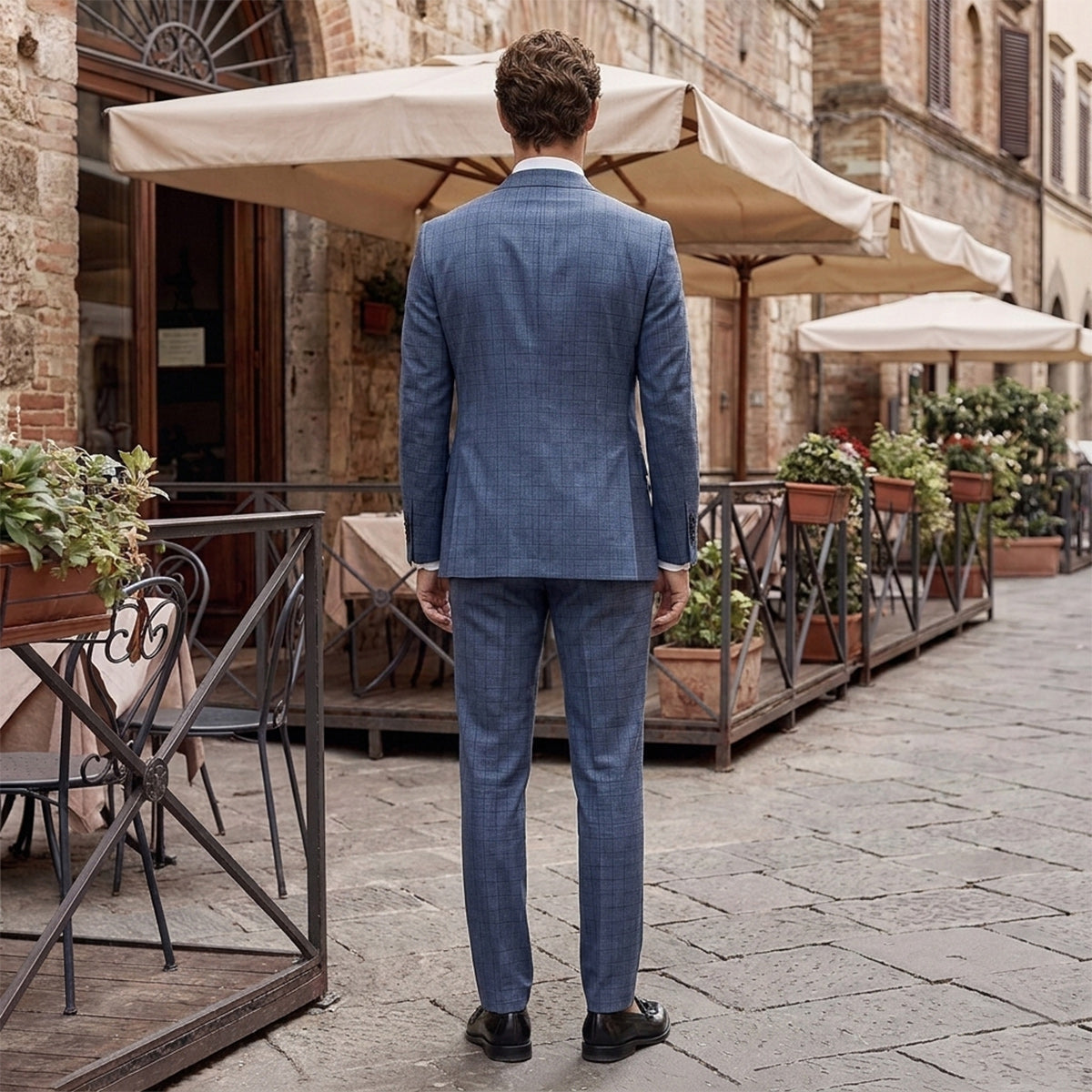 Tailored Fit Single Breasted Two-buttons 2 Pieces Plaid Men's Wedding Suits