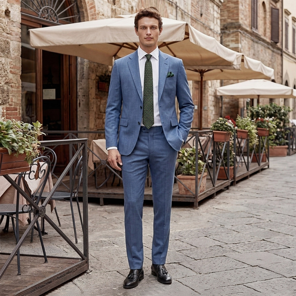 Tailored Fit Single Breasted Two-buttons 2 Pieces Plaid Men's Wedding Suits
