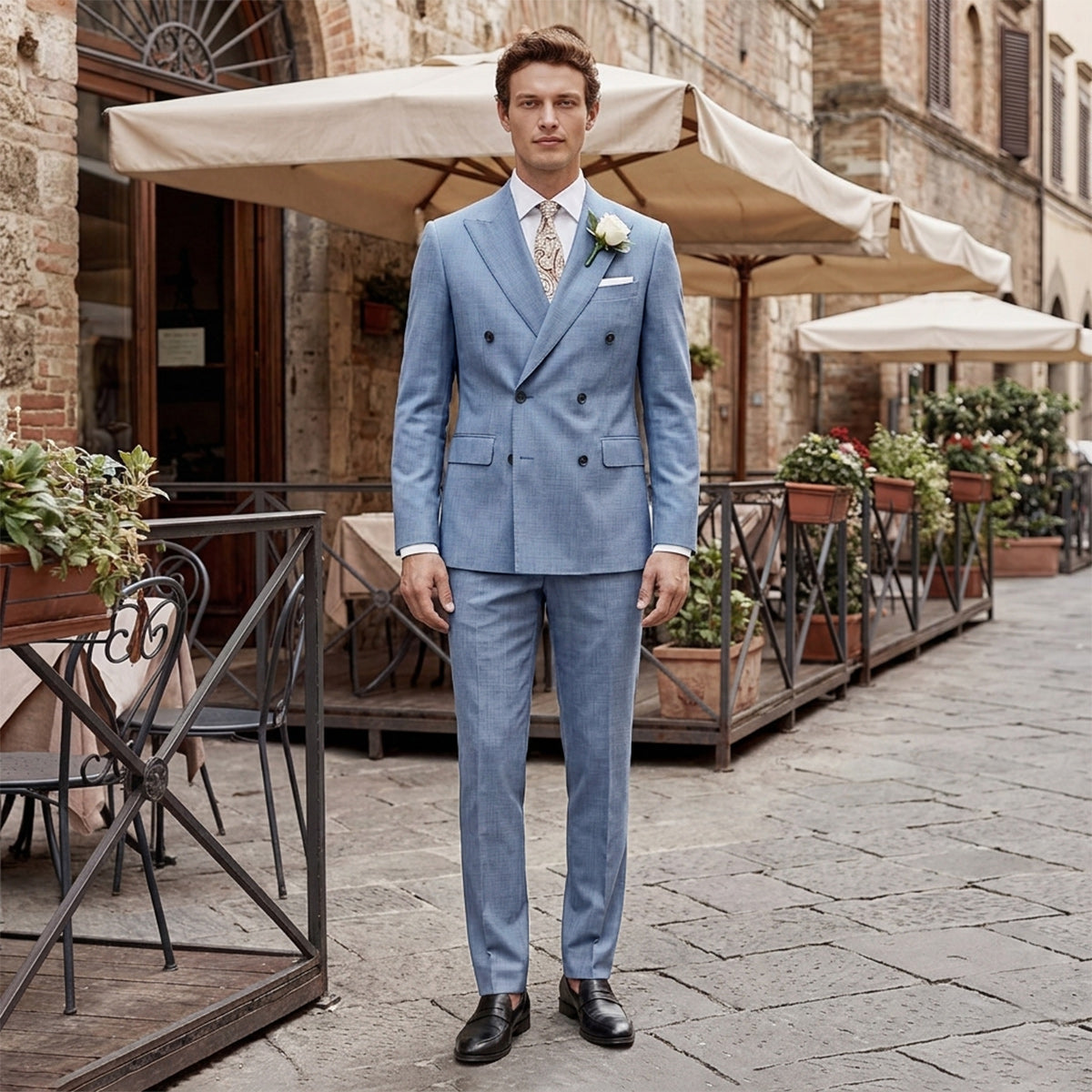 Tailored Fit Double Breasted Two-buttons 2 Pieces Men's Wedding Suits