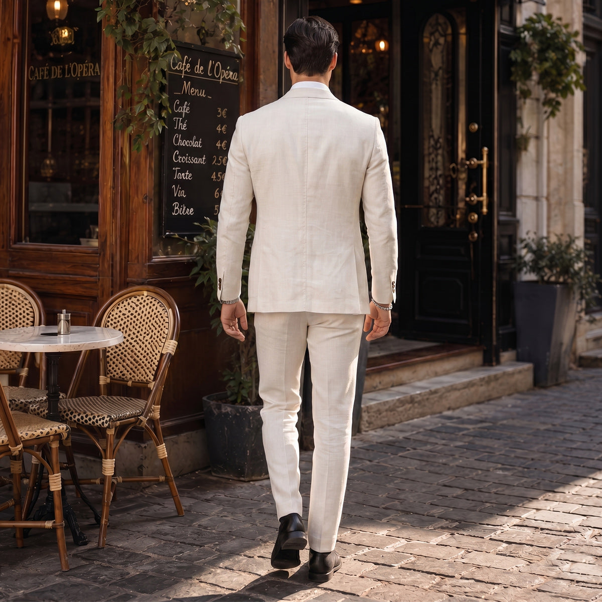 Tailored Fit Single Breasted Two-buttons 2 Pieces Solid Colored Men's Wedding Suits