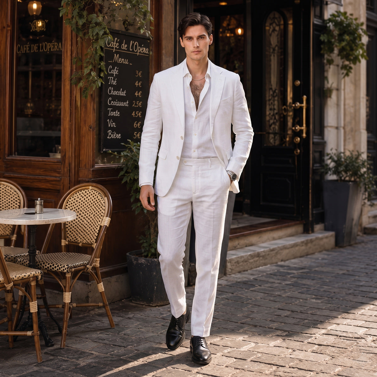 Tailored Fit Single Breasted Two-buttons 2 Pieces Solid Colored Men's Wedding Suits