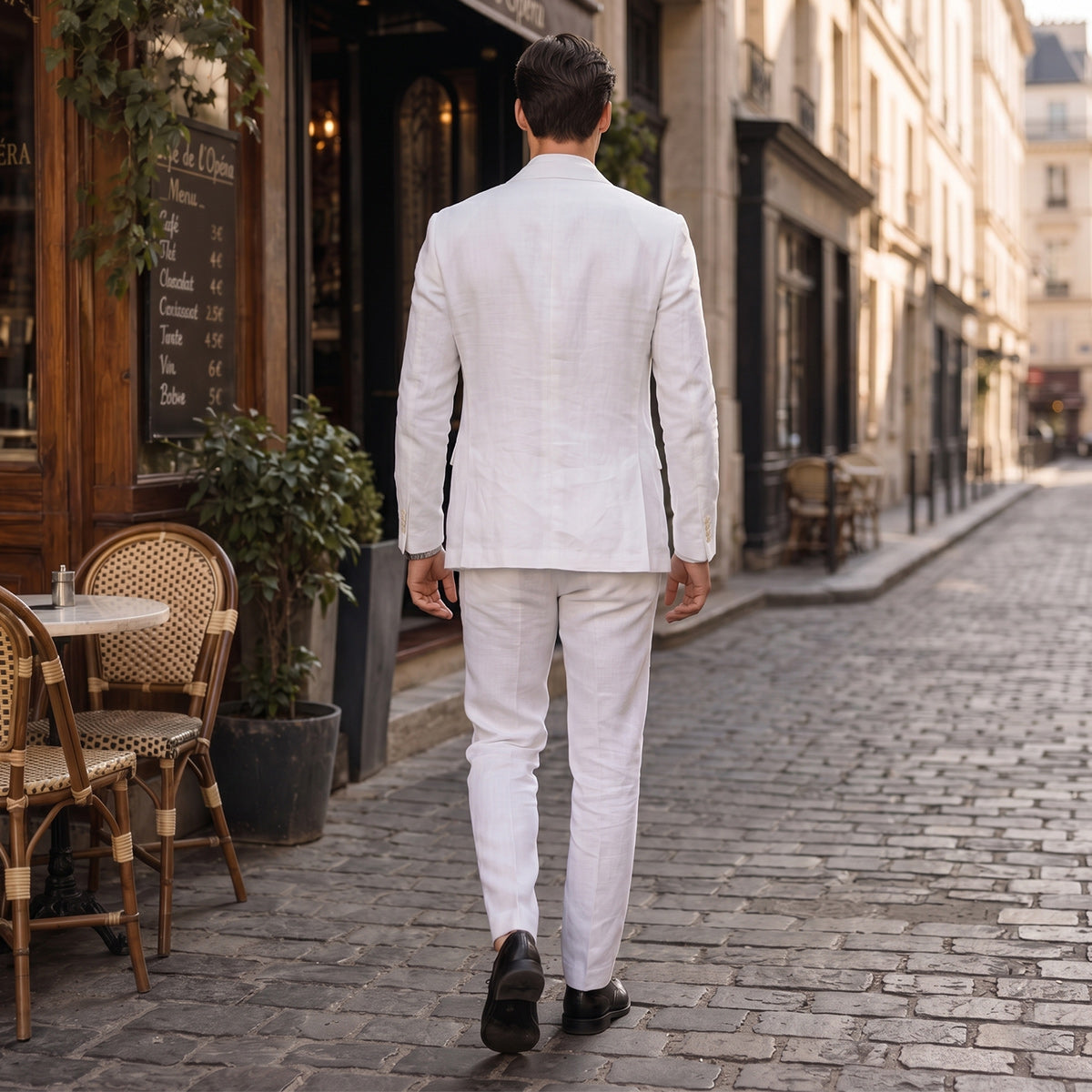 Tailored Fit Single Breasted Two-buttons 2 Pieces Solid Colored Men's Wedding Suits