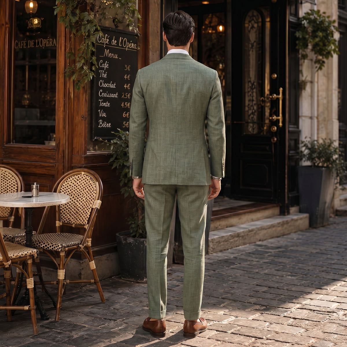 Tailored Fit Single Breasted Two-buttons 2 Pieces Solid Colored Men's Wedding Suits