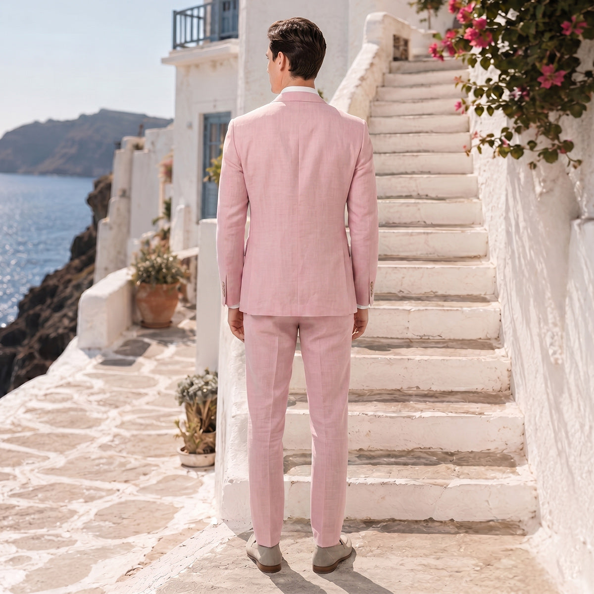 Tailored Fit Single Breasted Two-buttons 2 Pieces Solid Colored Men's Wedding Suits