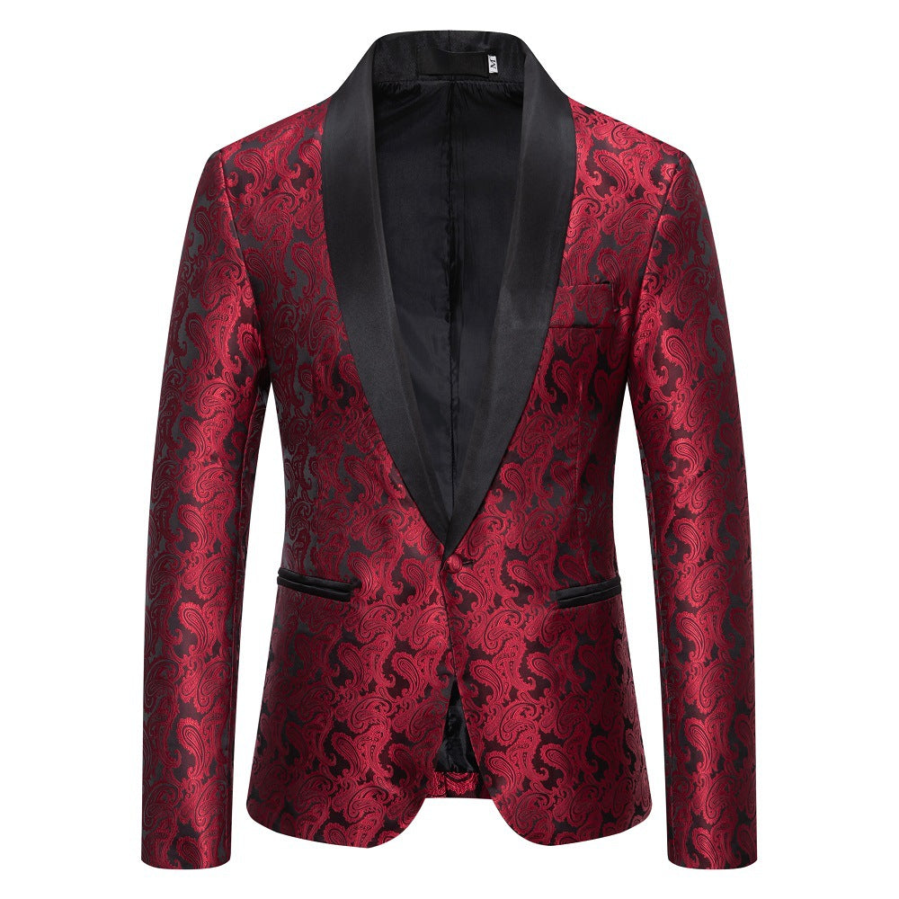 Men's Tailored Fit Single Breasted One-Button Printed Party Jacket