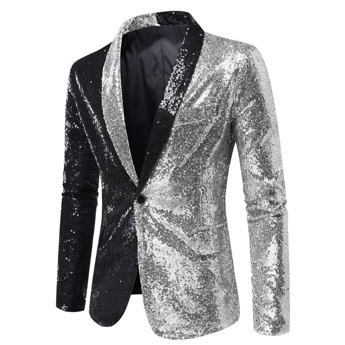 Tailored Fit Single Breasted One-Button Sequin Men's Party Jacket