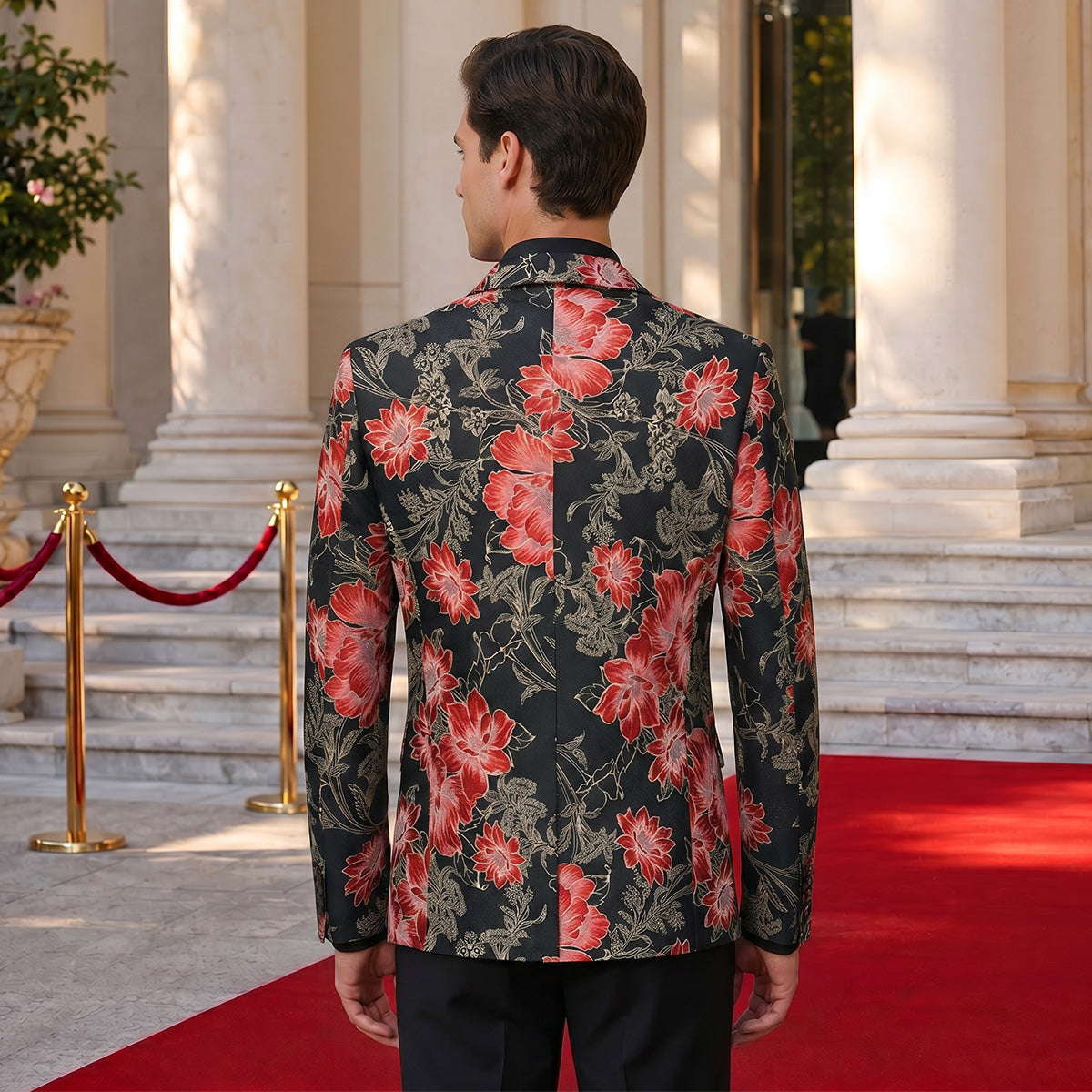 Tailored Fit Notched Lapel Single Breasted One-button Men's Party Jacket