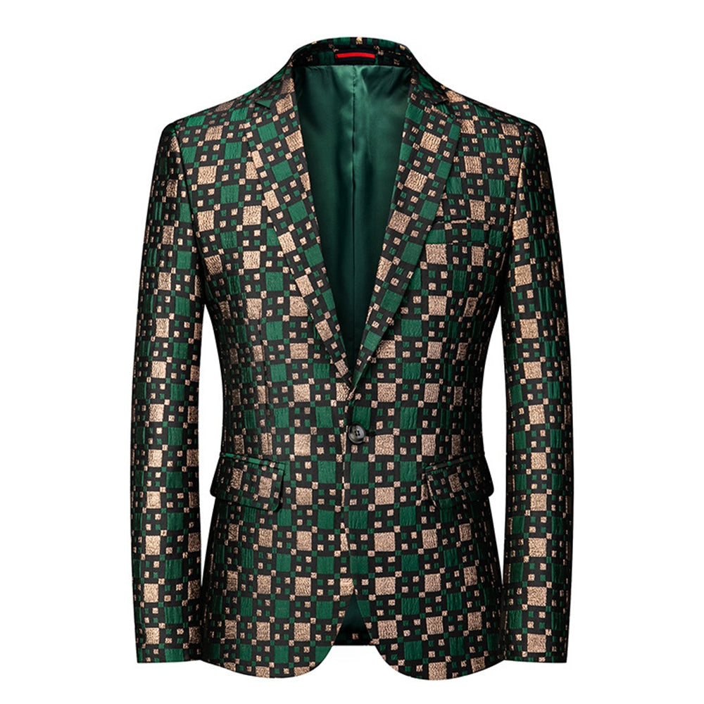 Tailored Fit Notched Lapel Single Breasted One-button Men's Party Jacket