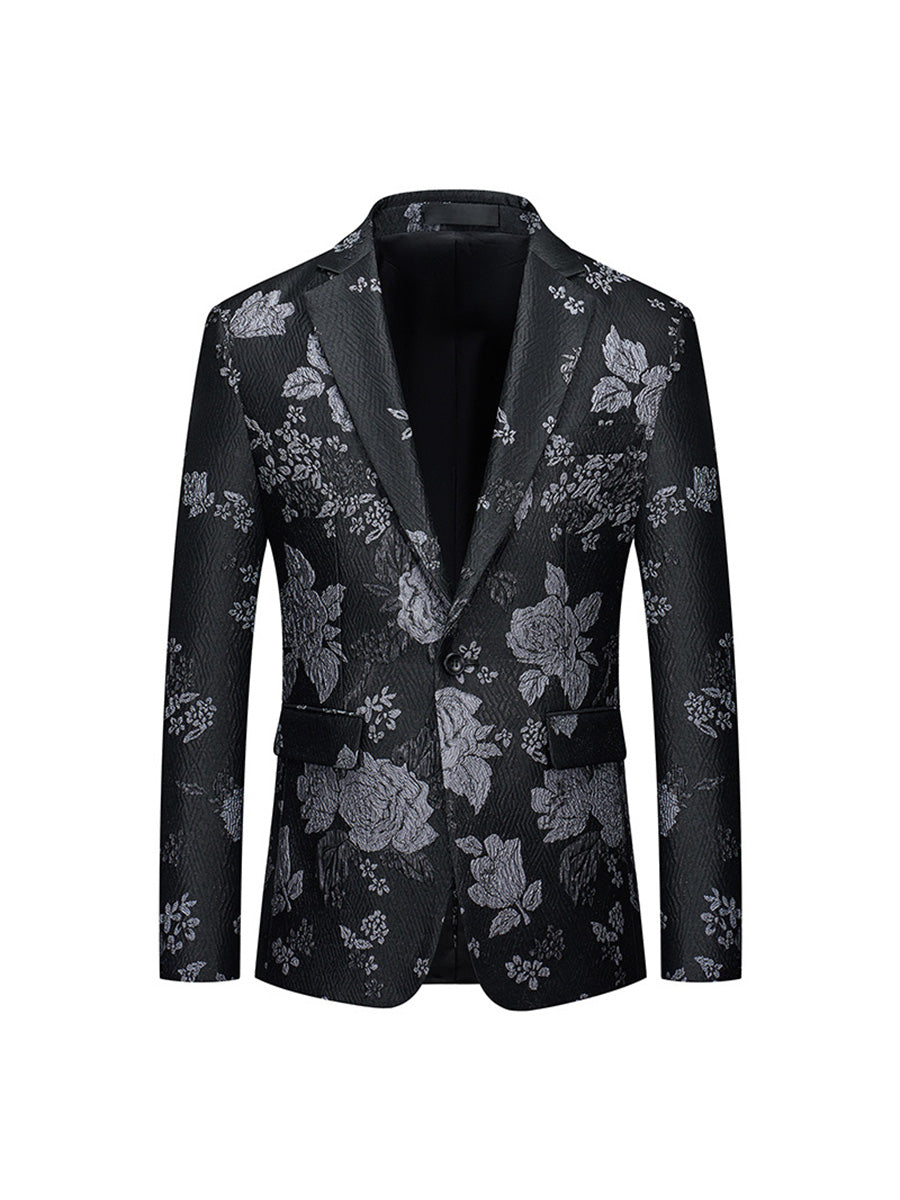 Tailored Fit Notched Lapel Single Breasted One-button Men's Party Jacket