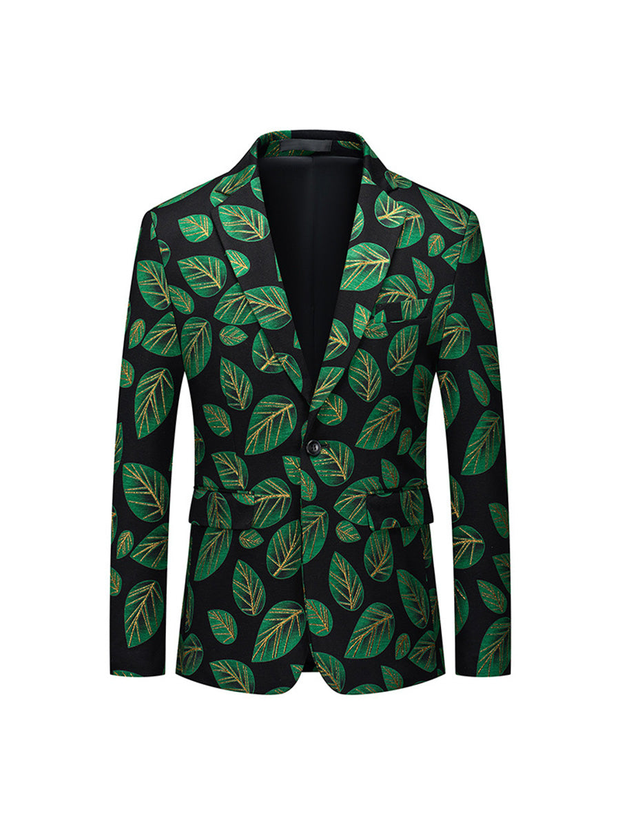 Tailored Fit Notched Lapel Single Breasted One-button Men's Party Jacket