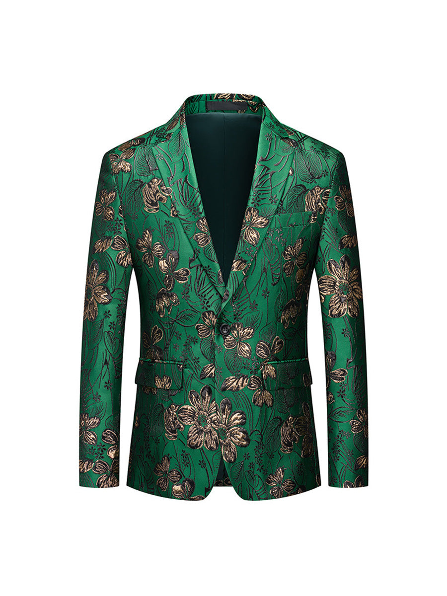 Tailored Fit Notched Lapel Single Breasted One-button Men's Party Jacket