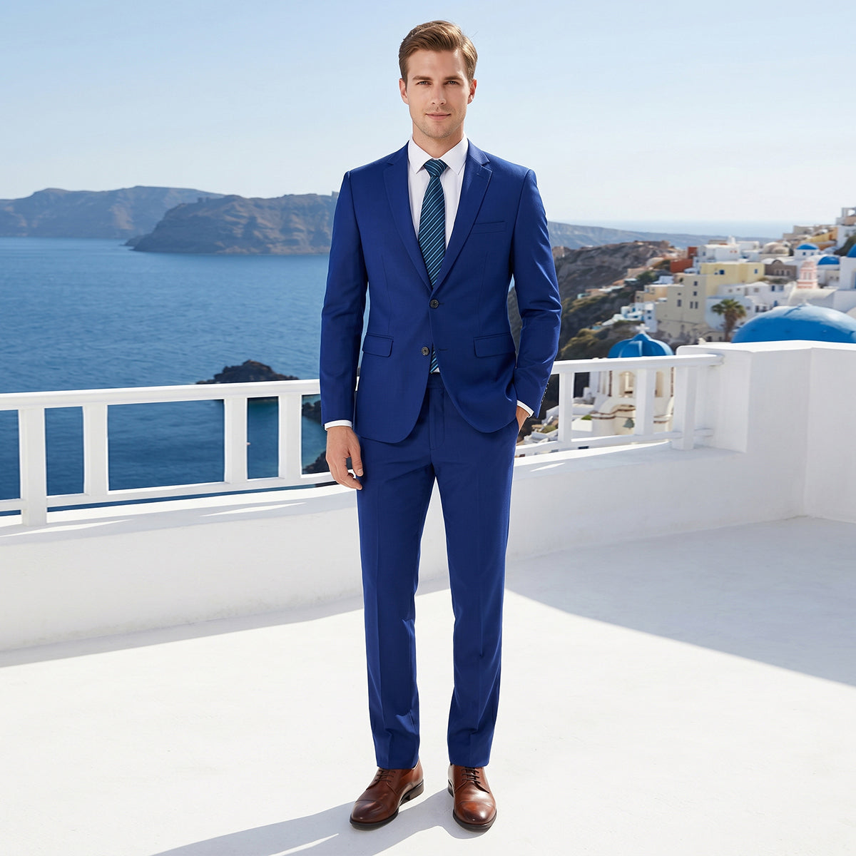 Tailored Fit Single Breasted One-button 2 Pieces Solid Colored Men's Casual Suits