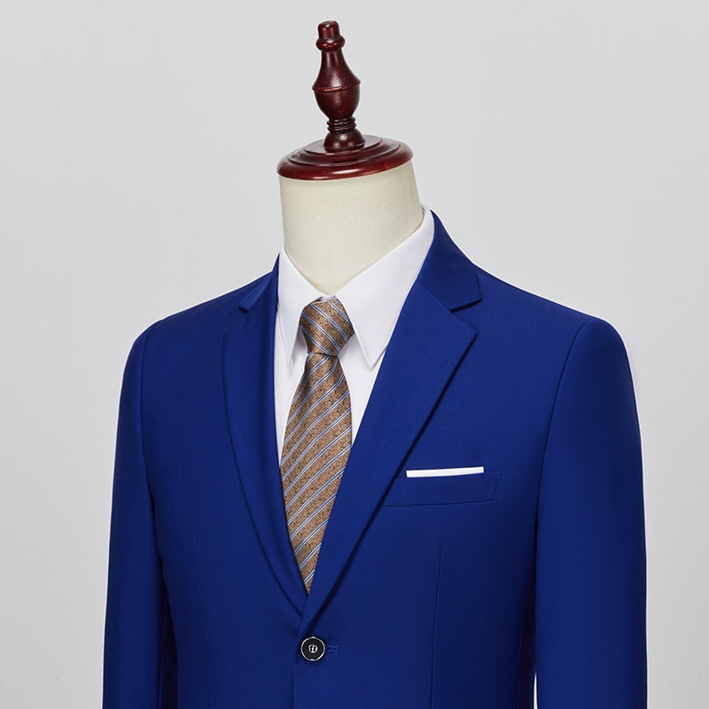 Tailored Fit Single Breasted One-button 2 Pieces Solid Colored Men's Casual Suits