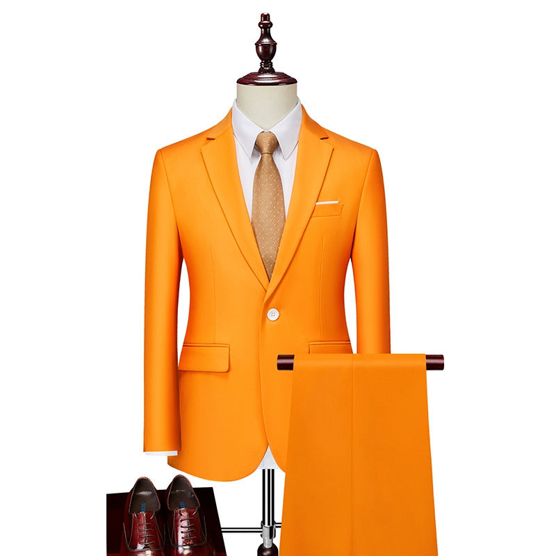 Tailored Fit Single Breasted One-button 2 Pieces Solid Colored Men's Casual Suits