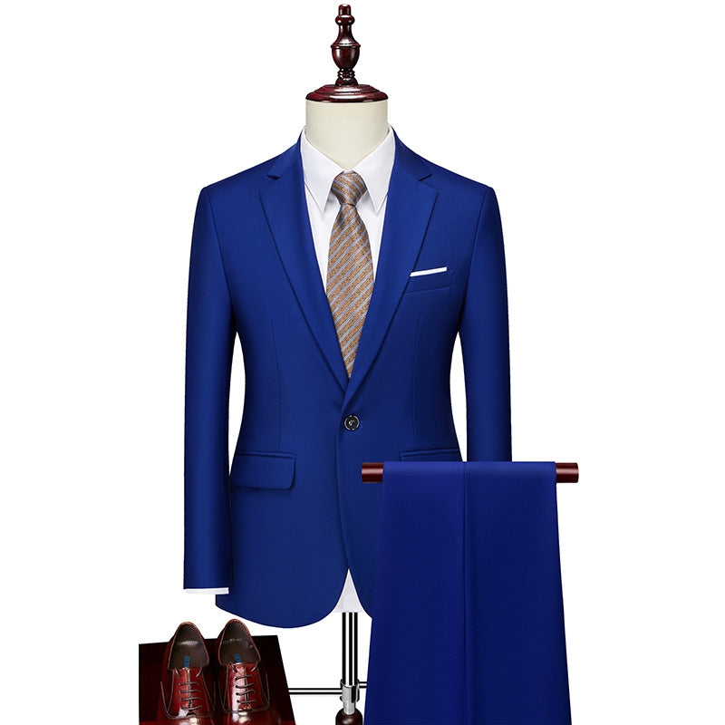 Tailored Fit Single Breasted One-button 2 Pieces Solid Colored Men's Casual Suits