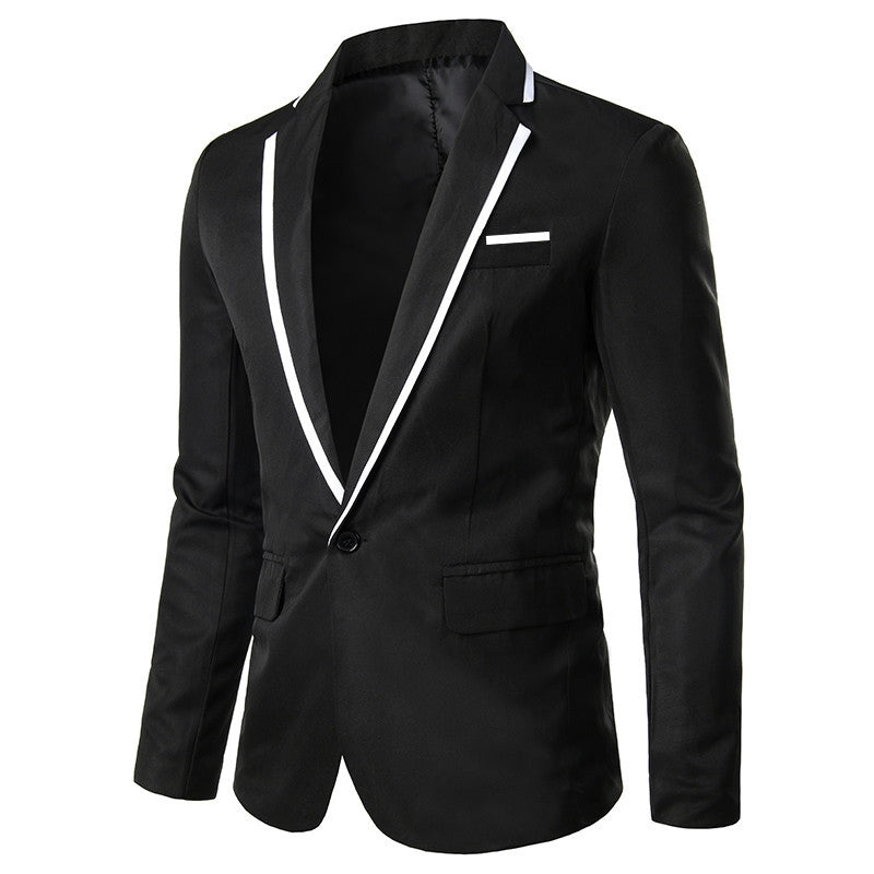 Tailored Fit Notched Lapel Single Breasted One-button Solid Colored Men's Formal Jacket