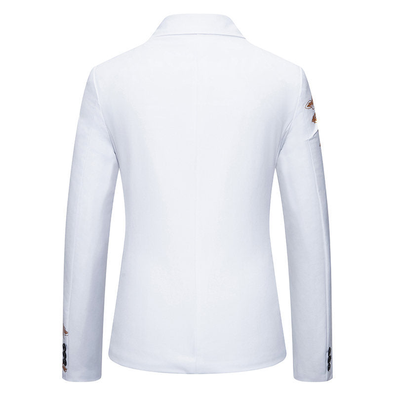 Tailored Fit Notched Lapel Single Breasted One-Button Floral Printed Men's Party Jacket