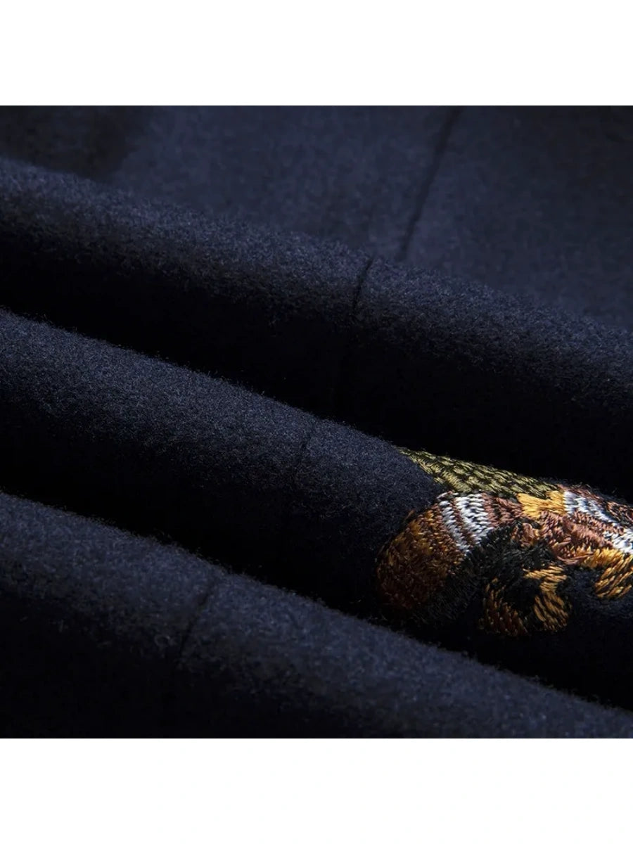 Tailored Fit Notched Lapel Single Breasted One-button Men's Party Jacket With Embroidery