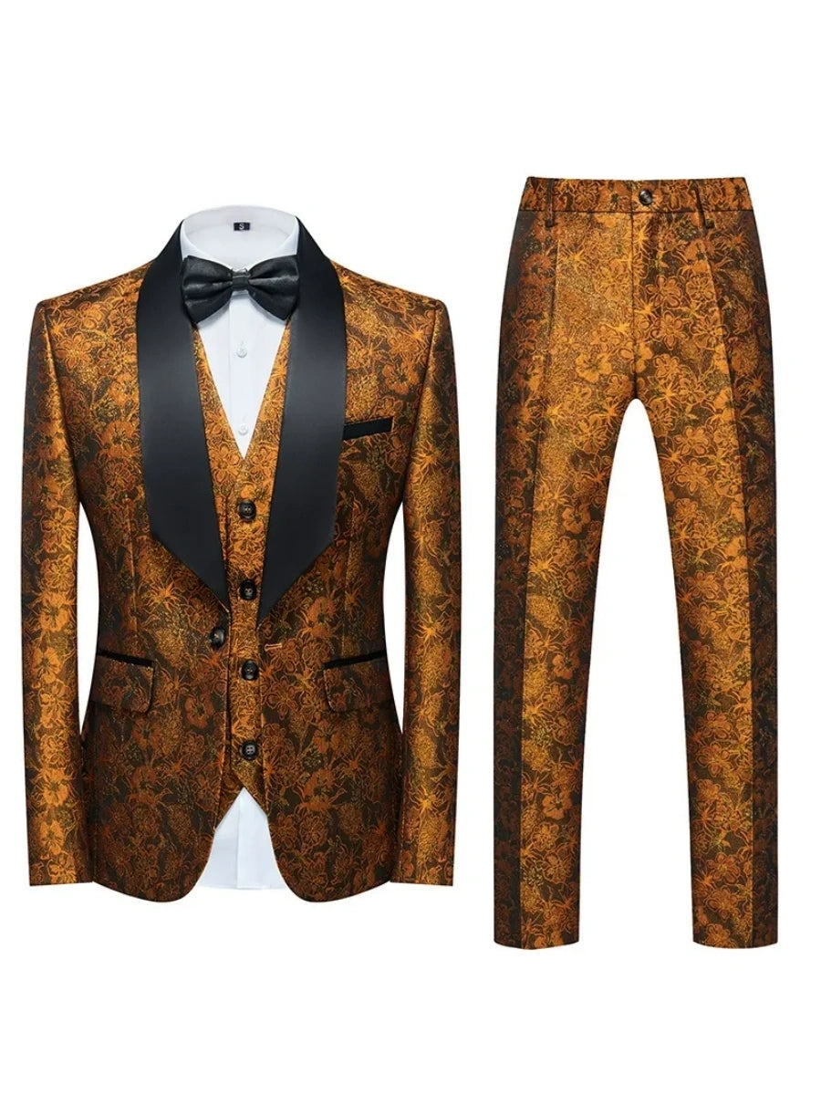 Tailored Fit Single Breasted One-button 2 Pieces Printed Men's Casual Suits