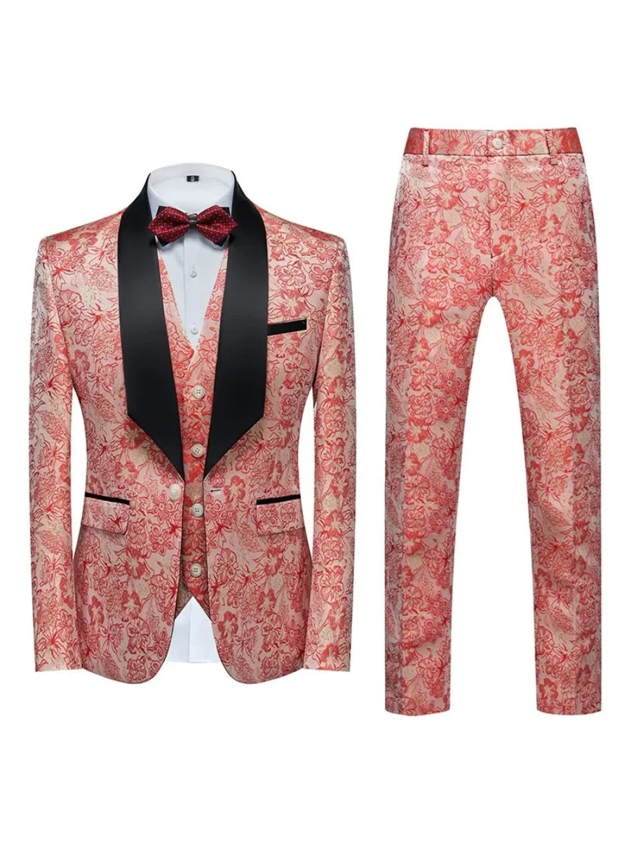 Tailored Fit Single Breasted One-button 2 Pieces Printed Men's Casual Suits