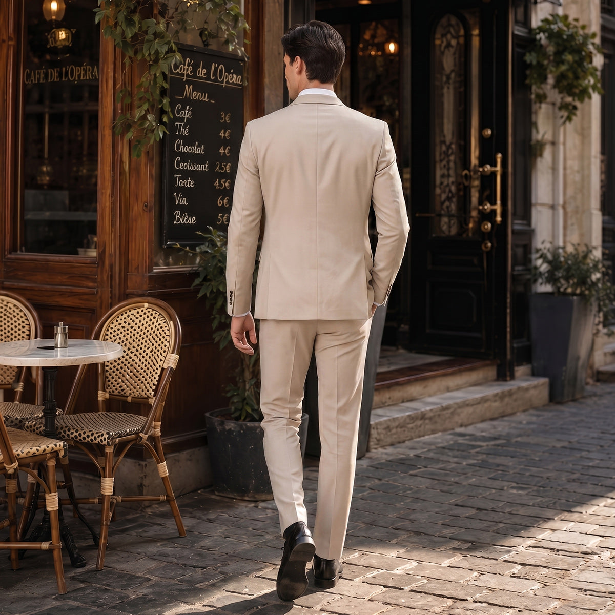 Tailored Fit Single Breasted Two buttons 3 Pieces Solid Colored Men's Wedding Suits