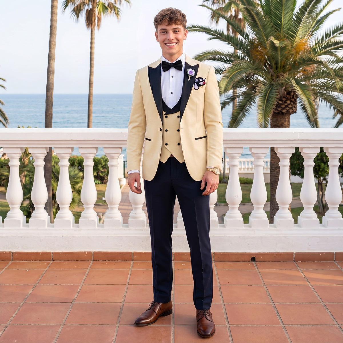 Tailored Fit Single Breasted One-button 3 Pieces Solid Colored Men's Wedding Suits